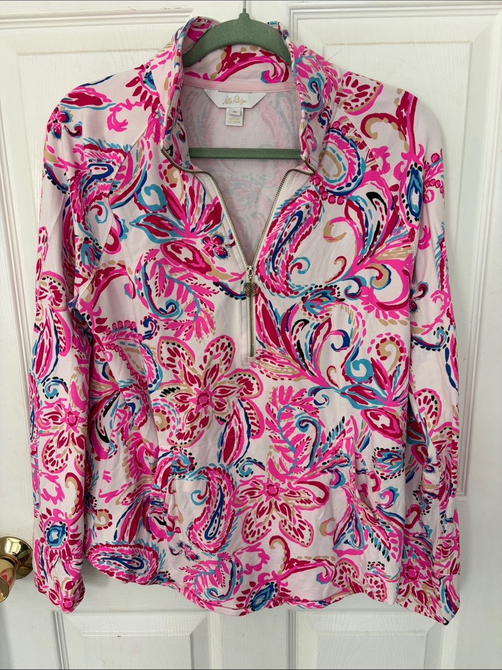 Lilly Pulitzer Pink Multi Paisley Quarter-Zip Pullover
